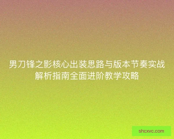 男刀锋之影核心出装思路与版本节奏实战解析指南全面进阶教学攻略