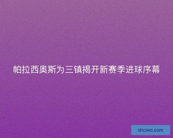 帕拉西奥斯为三镇揭开新赛季进球序幕